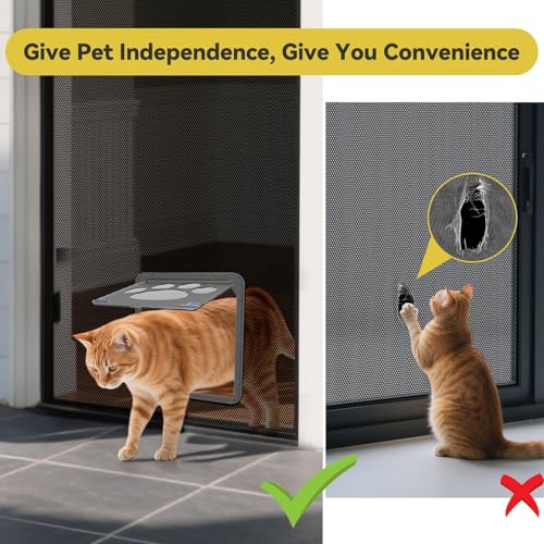 PETLESO Dog Door for Screen Door, Cat Door Screen Small Dog Door Insert for Sliding Door Easy Install, Small 8"×10" - Image 2