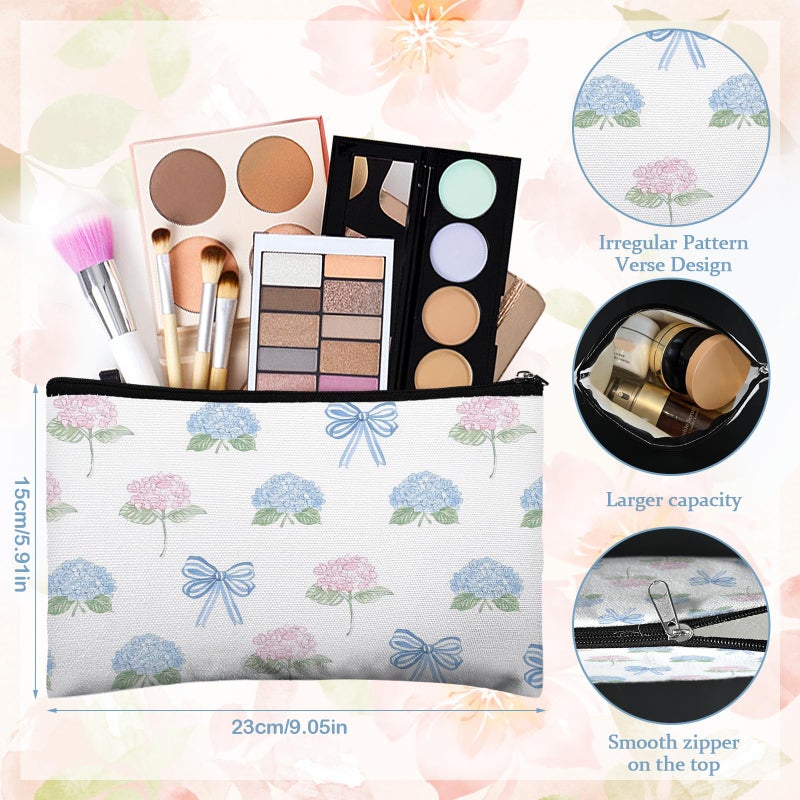 Stuffygreenus 16 Pcs Grandmillennial Cosmetic Bags Bulk for Women Blue and White Floral Makeup Bags Chinoiserie Canvas Travel Zipper Pouches Toiletry Bag for Girls Bridesmaids Wedding Supplies - Image 2