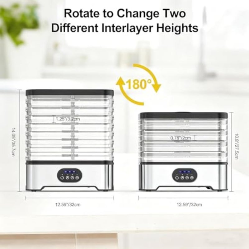 Food Dehydrator Machine for Kitchen Use, BPA-Free Plastic, Black, 8-Tray Capacity with 72H Timer 3-Temp Settings 35-70C for Fruits, Veggies, Meat, Snacks, Dog Treats - Image 4