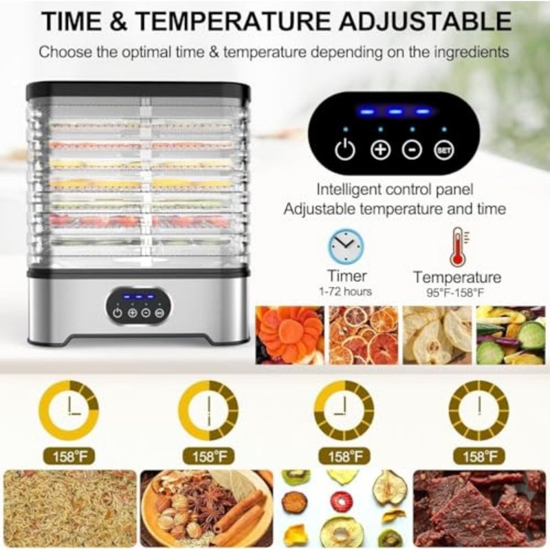 Food Dehydrator Machine for Kitchen Use, BPA-Free Plastic, Black, 8-Tray Capacity with 72H Timer 3-Temp Settings 35-70C for Fruits, Veggies, Meat, Snacks, Dog Treats - Image 3