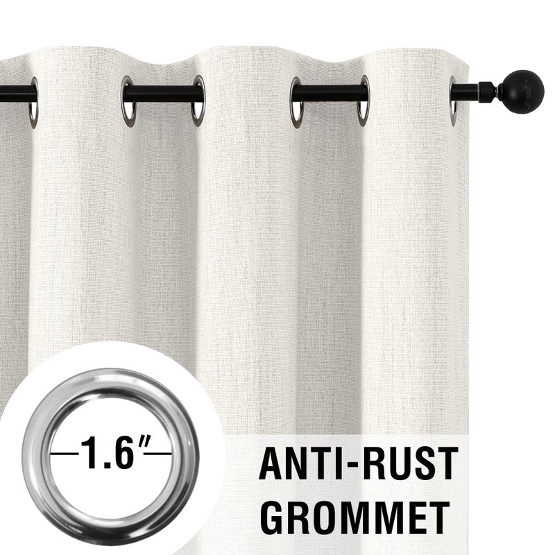 H.VERSAILTEX H.VERSAILTEX 100% Blackout Curtains Linen Textured Chenille Curtains Full Light Blocking Thermal Insulated Curtain Panels with White Flocking Coating Back  42"" W x 84"" L  Heathered Ivory - Image 5