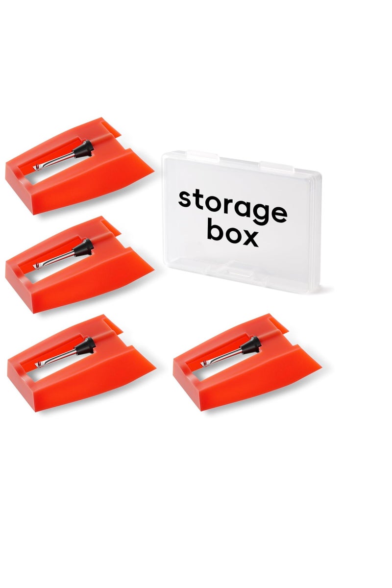 general 4 Pack Record Player Needles Replacement Compatible with  & More Turntable, Premium Ruby Stylus with Clear Storage Box, Phonograph Cartridge Needle for Vinyl Records Accessories - Image 1