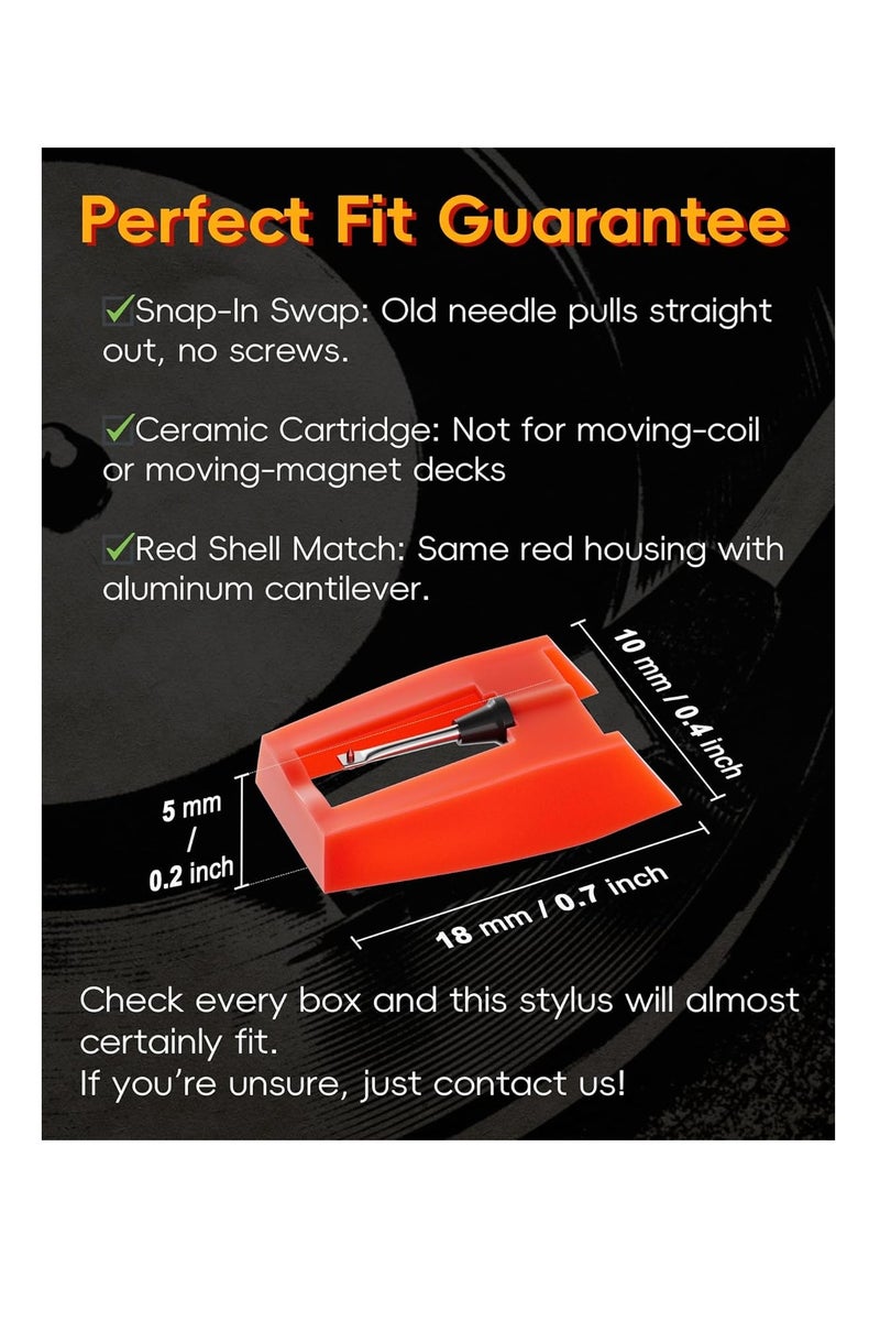 general 4 Pack Record Player Needles Replacement Compatible with  & More Turntable, Premium Ruby Stylus with Clear Storage Box, Phonograph Cartridge Needle for Vinyl Records Accessories - Image 3
