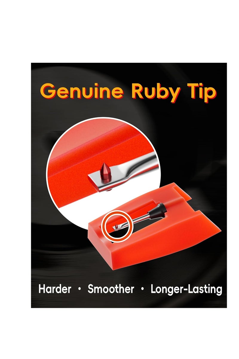 general 4 Pack Record Player Needles Replacement Compatible with  & More Turntable, Premium Ruby Stylus with Clear Storage Box, Phonograph Cartridge Needle for Vinyl Records Accessories - Image 5