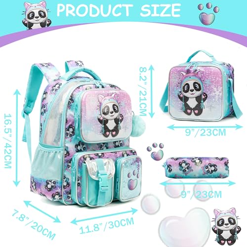 Meetbelify Backpacks for Girls Cute School Backpacks for Elementary Students Ages 8-10 Kids Aesthetic Travel Backpack Large Capacity Laptop Bookbag with Lunch Box 3 in 1 Backpack Set for Girls - Image 2