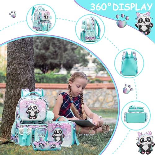 Meetbelify Backpacks for Girls Cute School Backpacks for Elementary Students Ages 8-10 Kids Aesthetic Travel Backpack Large Capacity Laptop Bookbag with Lunch Box 3 in 1 Backpack Set for Girls - Image 3