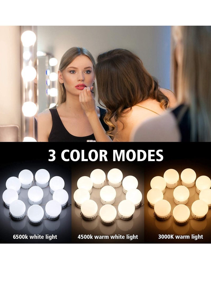 Gulf Trend Hollywood Style LED Vanity Mirror Lights Kit – 10 Dimmable Bulbs, 3 Color Modes (Warm, Natural, Cool), Adjustable Brightness for Makeup, Dressing Table, Bathroom, Easy Installation - Image 2
