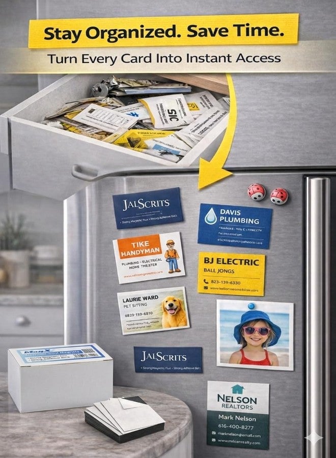 MagX Magnetic Business Card with Adhesive Backing, 3.5 x 2 Inch, 50-pack, Self Adhesive Business Card Magnets, Stationery, Office supply (MVAB-50) - Image 4