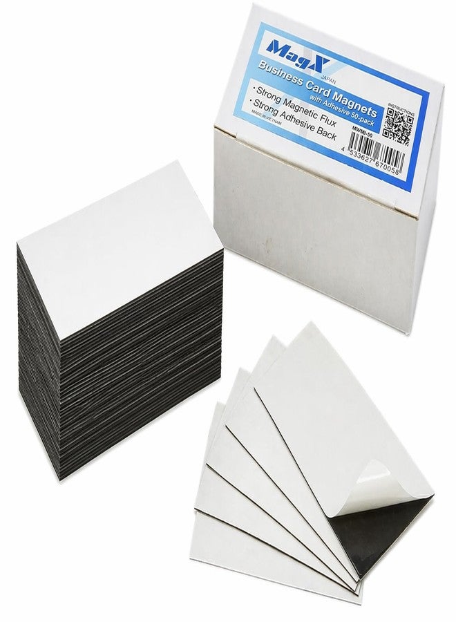 MagX Magnetic Business Card with Adhesive Backing, 3.5 x 2 Inch, 50-pack, Self Adhesive Business Card Magnets, Stationery, Office supply (MVAB-50) - Image 1