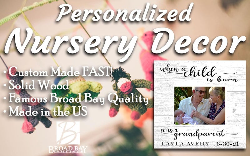 Broad Bay Grandparent Baby Photo Frame Alternative  Personalized When A Child Is Born So Is A Grandparent  Upload Picture or Photo  with Customized Name and Birthday  Solid Wood - Image 2