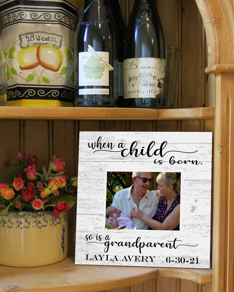 Broad Bay Grandparent Baby Photo Frame Alternative  Personalized When A Child Is Born So Is A Grandparent  Upload Picture or Photo  with Customized Name and Birthday  Solid Wood - Image 5