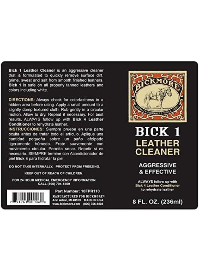 Bickmore Bick 1 Leather Cleaner 8 oz - Clean Dirt, Oil, Sweat, Salt, and Water Stains from All Colored, White, and Black Leather - Image 2