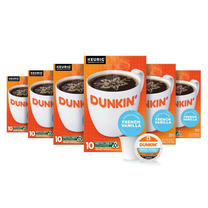 MILK-BONE Dunkin' French Vanilla Flavored Coffee, 60 Keurig K-Cup Pods - Image 1