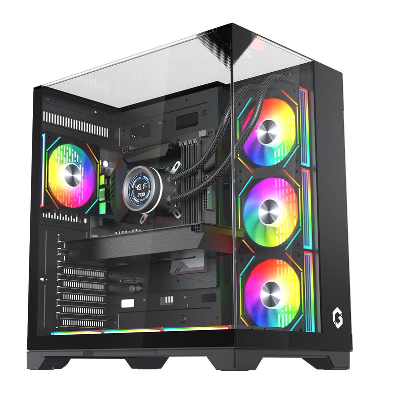 GAMEON GO-VALKYRIEI-M Mid Tower Gaming Case with ARGB PWM Lighting, 360mm Liquid Cooling Support, Tempered Glass Panels, ATX/Micro-ATX/Mini-ITX Compatibility black - Image 1