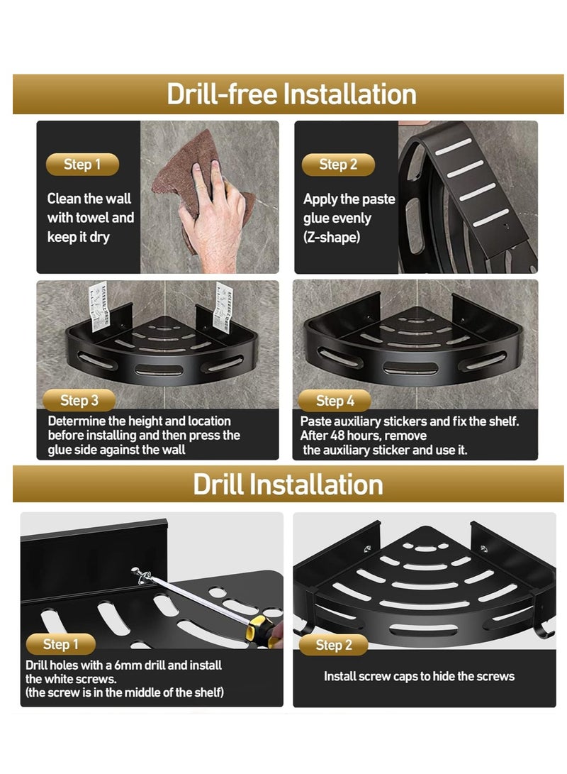 2 Pack Corner Shower Caddy, Shower Storage Organizer with Towel Rack, Bathroom Storage Shelf for Toilet, Kitchen, Bedroom