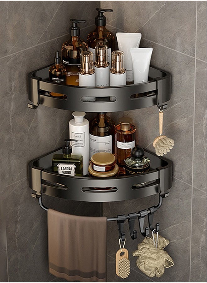 Arabest 2 Pack Corner Shower Caddy, Shower Storage Organizer with Towel Rack, Bathroom Storage Shelf for Toilet, Kitchen, Bedroom  - Image 1