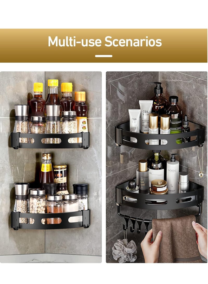 2 Pack Corner Shower Caddy, Shower Storage Organizer with Towel Rack, Bathroom Storage Shelf for Toilet, Kitchen, Bedroom