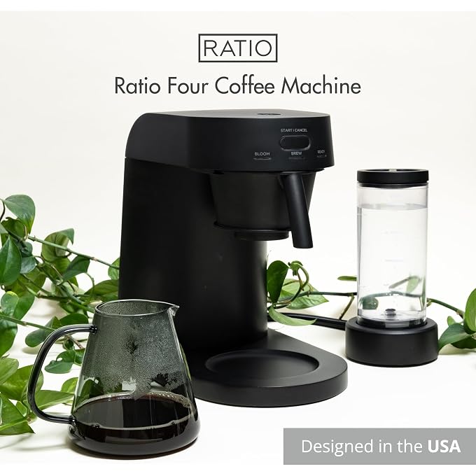 RATIO Four Coffee Machine with Removable Water Tank  Drip Coffee Maker with 4-Minute Brew Time  520 Ounce Single-Serve Brewer  11.5" H  7.5" W" - Matte Black - Image 1