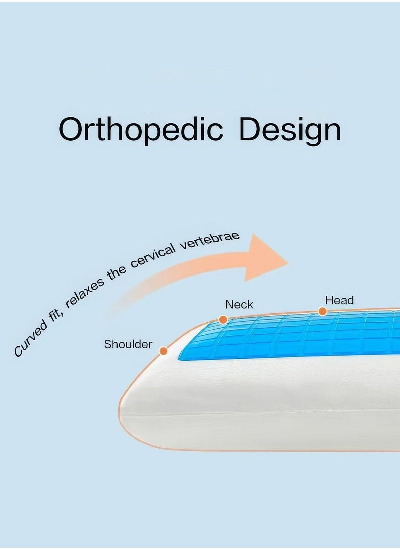 Moon Home and more.. Pack of 2 Memory Foam Gel Cooling Pillows Standard Queen Size 60x40x12 Cm Premium Bed Pillows Made from Bamboo Pillow Cover Cool Orthopedic Sleeping  - Image 3