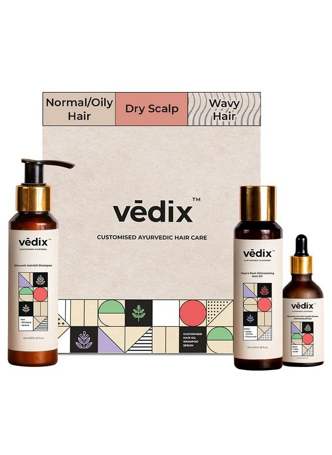 Vedix - Customized Hair Fall & Dandruff Control For Normal/Oily Hair - Anti Hair Fall Oil Onion + Indian Licorice - Anti-Hairfall Shampoo - Nuyantra Pro Hair Growth Serum X Dandruff Care, 540 Grams - Image 1