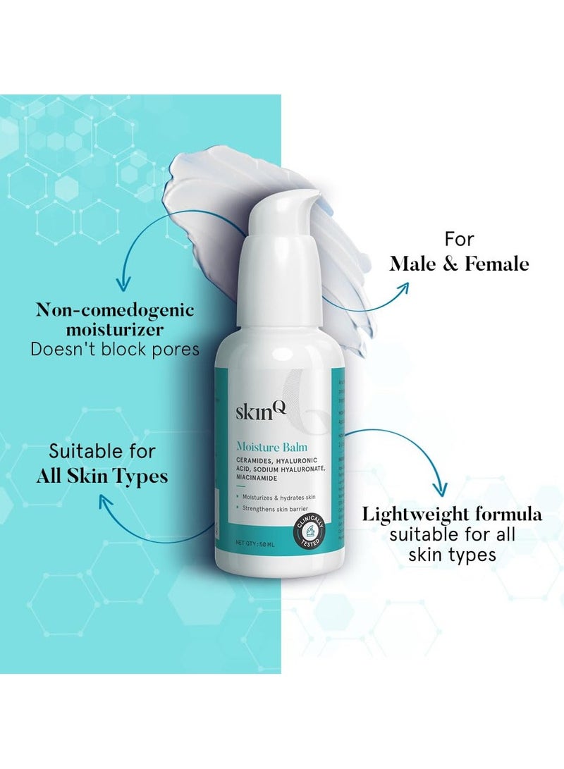 SkinQ Face Liquid Moisturizer with Vitamin E Hyaluronic Acid and Ceramides Moisture Balm for Dryness and Dehydration Dermatologist Formulated for All Indian Skin Types 50ml - Image 3
