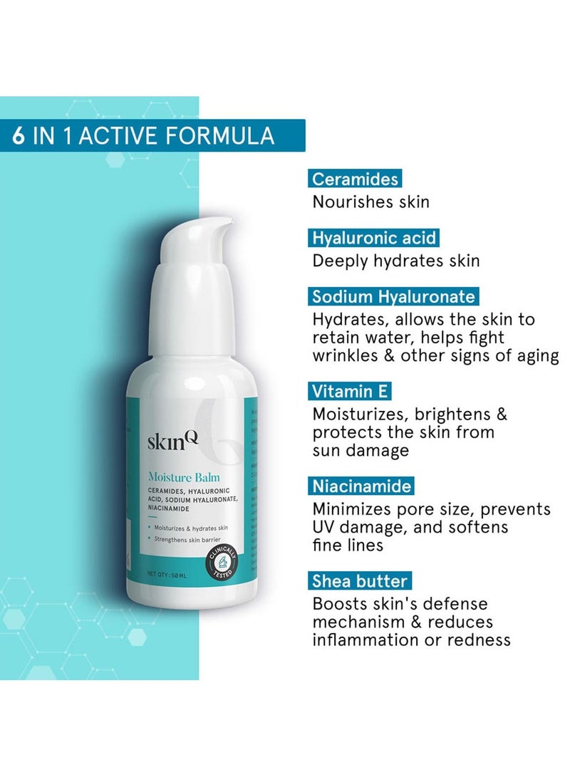 SkinQ Face Liquid Moisturizer with Vitamin E Hyaluronic Acid and Ceramides Moisture Balm for Dryness and Dehydration Dermatologist Formulated for All Indian Skin Types 50ml - Image 4