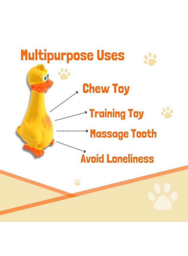 لعبة صرير للكلاب مصنوعة من المطاط الطبيعي من اللاتكس - (بطة صفراء) | الكلاب الصغيرة والجراء | متينة، بتصميم حيواني، لعبة آمنة للمضغ والإحضار | تقلل من قلق الانفصال - Image 4