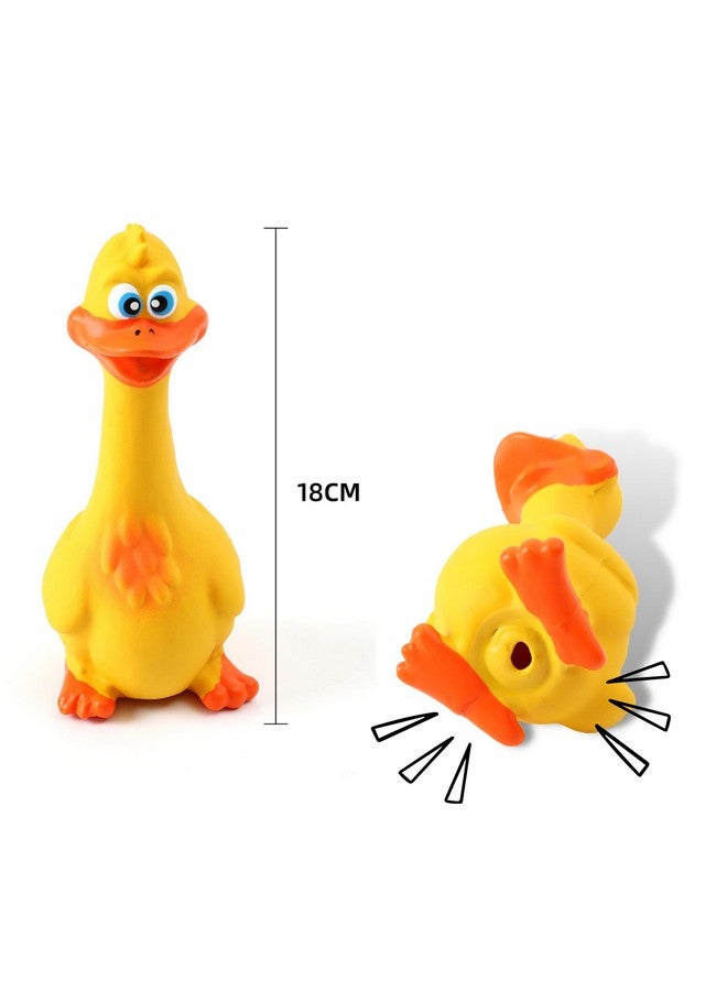 لعبة صرير للكلاب مصنوعة من المطاط الطبيعي من اللاتكس - (بطة صفراء) | الكلاب الصغيرة والجراء | متينة، بتصميم حيواني، لعبة آمنة للمضغ والإحضار | تقلل من قلق الانفصال - Image 2