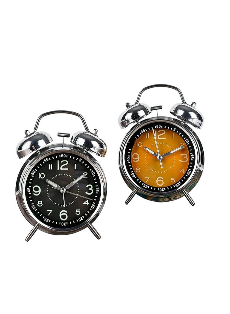 منبه مزدوج من المعدن بمؤشرات مطبوعة على الزجاج، مناسب لمن يحبون النوم، منبه بإبداع ضوء النجوم الليلي، منبه ميكانيكي بصوت عالٍ للغاية، يعمل بالبطاريات، للاستخدام في المنزل، غرفة النوم وعلى الطاولة بجانب السرير، وللسفر - Image 5