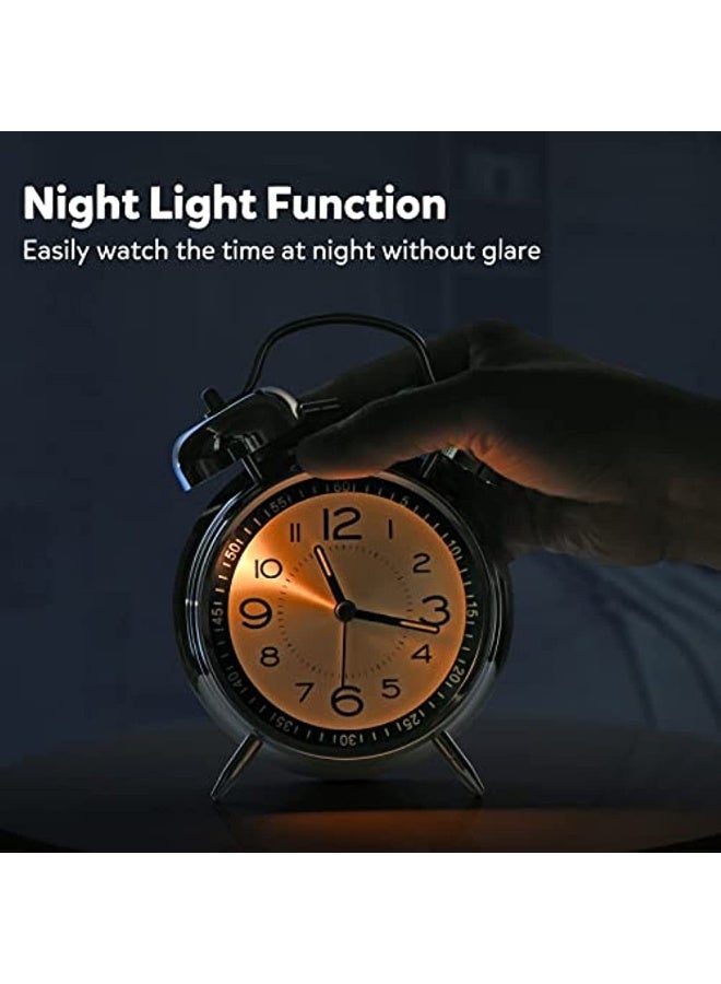 منبه مزدوج من المعدن بمؤشرات مطبوعة على الزجاج، مناسب لمن يحبون النوم، منبه بإبداع ضوء النجوم الليلي، منبه ميكانيكي بصوت عالٍ للغاية، يعمل بالبطاريات، للاستخدام في المنزل، غرفة النوم وعلى الطاولة بجانب السرير، وللسفر - Image 3