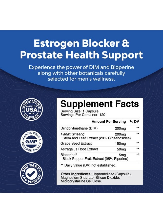 Natures Craft - Advanced Diindolylmethane Dim Supplement For Men Herbal Supplement For Men With Dim 200Mg Panax Ginseng Grapeseed Astragalus And Bioperine Estrogen Hormone Balance Dim Complex - Image 1