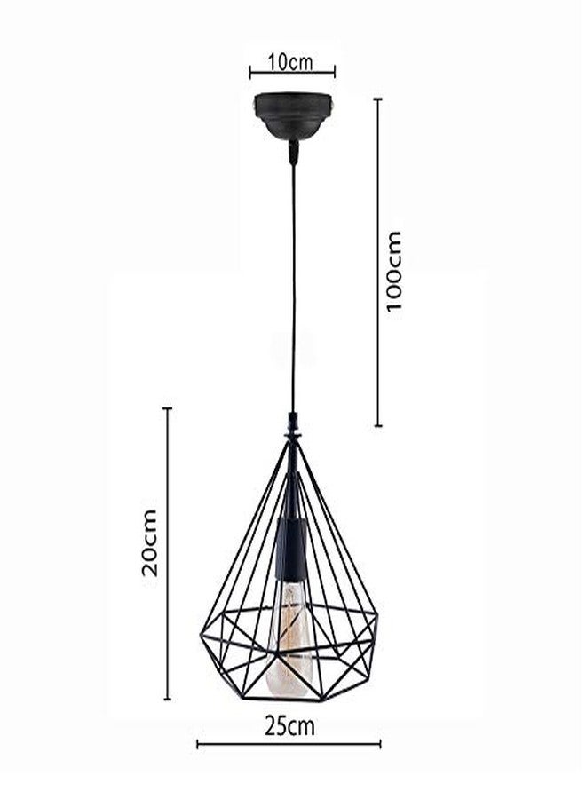 RSP Quality bit Round Cluster Chandelier Diamond Hanging Pendant Light with Braided Cord (Filament Bulb Included), Black(Metal) - Image 4