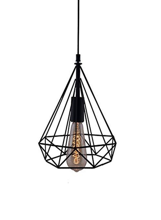 RSP Quality bit Round Cluster Chandelier Diamond Hanging Pendant Light with Braided Cord (Filament Bulb Included), Black(Metal) - Image 1