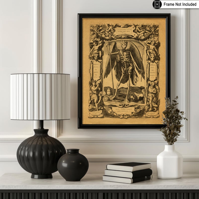 Poster Master Vintage Angel of Death Poster - Grim Reaper Print - Halloween Art - Mirror of Human Life Art - Gift for Men & Women - Gothic Decor for Living Room or Bedroom - 8x10 UNFRAMED Wall Art - Image 3
