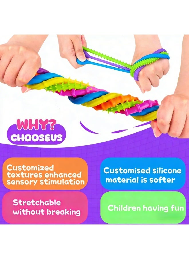 SENSORY 6Pcs Sensory Stretchy Sticks, Textured Silicone Fidget Toys for Kids  Adults, Stress Relief Stretch Strings, Sensory Toys for ADHD, Autism, Party Favors, Eid Gift - Image 4