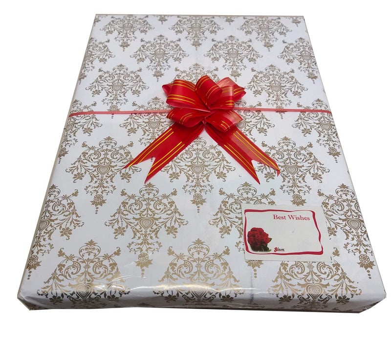 Just Flowers Premium Gift Wrapping Papers With 10 Beautiful Pull Ribbon Bow, Wrapping Sheets For Birthday Gift Pack, Card Making, Scrapbooking (Royal Gold Pattern, Size - 19" x 28" In)(Pack of 25) - Image 2