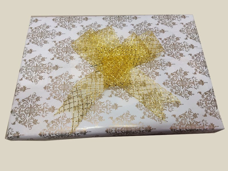 Just Flowers Premium Gift Wrapping Papers With 10 Beautiful Pull Ribbon Bow, Wrapping Sheets For Birthday Gift Pack, Card Making, Scrapbooking (Royal Gold Pattern, Size - 19" x 28" In)(Pack of 25) - Image 3
