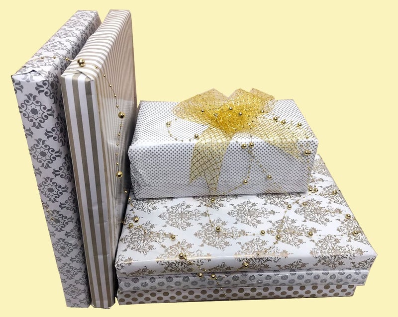 Just Flowers Premium Gift Wrapping Papers With 10 Beautiful Pull Ribbon Bow, Wrapping Sheets For Birthday Gift Pack, Card Making, Scrapbooking (Royal Gold Pattern, Size - 19" x 28" In)(Pack of 25) - Image 5
