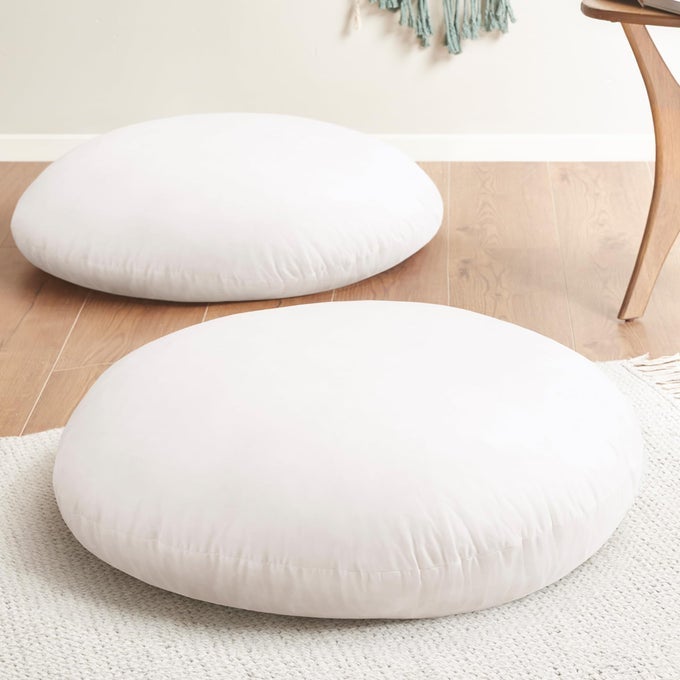 ROUND FLOOR PILLOW INSERT 2 SETS LARGE THICK MEDITATION CUSHION CIRCULAR SEATING CUSHIONS AND POUF INSERTS 32 INCH MEMORY FOAM ADDED ADVANCED