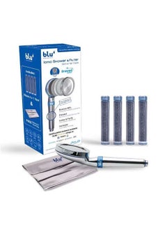 Blu blu Ionic Shower Head and Shower Filter - Handheld - Travel Edition 10cm - Removes Chlorine & Harmful Pollutants - Prevent Hair Loss & Moisturize Your Skin, Chrome  - Image 1