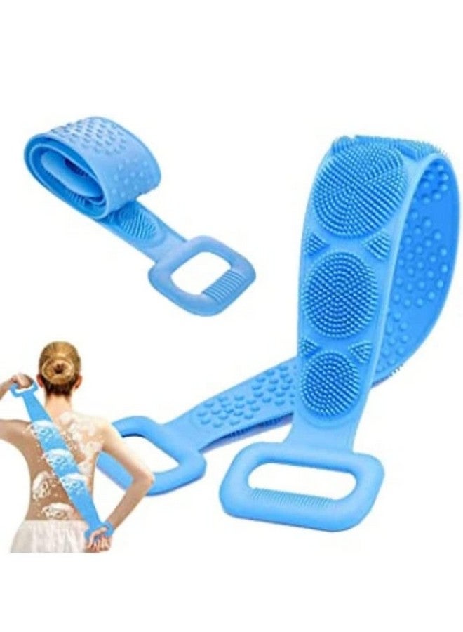 3MJ-Silicone Body Back Scrubber Double Side Bathing Brush for Skin Deep Cleaning Massage, Dead Skin Removal Exfoliating Belt for Shower, Easy to Clean, Lathers Well for Men & Women(MULTICOLOR) - Image 1
