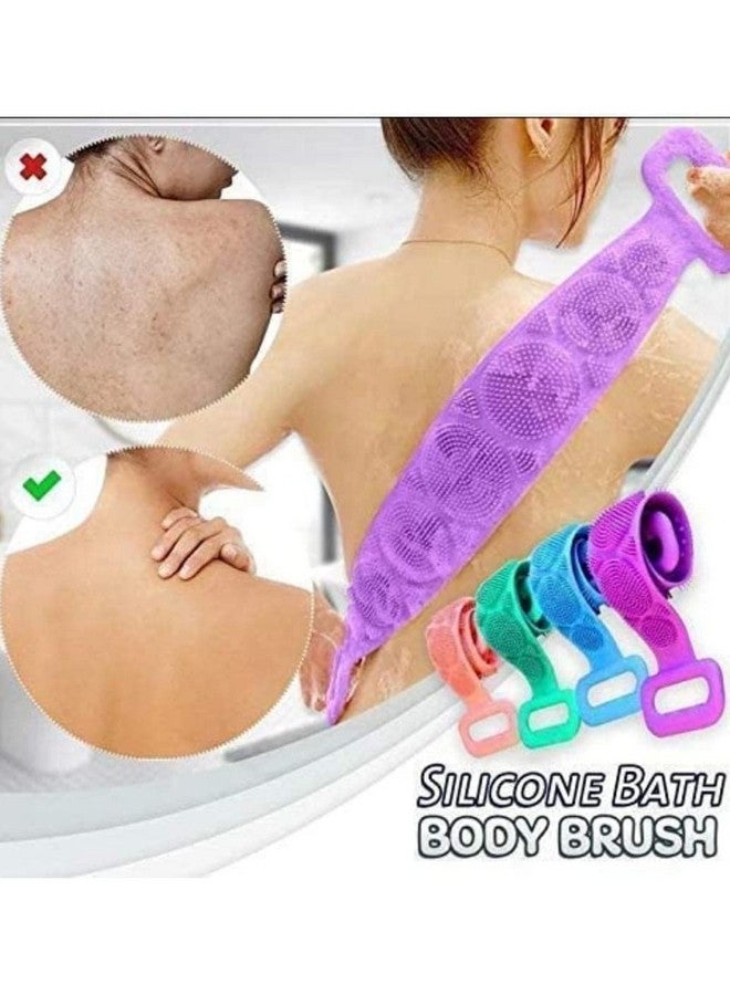 3MJ-Silicone Body Back Scrubber Double Side Bathing Brush for Skin Deep Cleaning Massage, Dead Skin Removal Exfoliating Belt for Shower, Easy to Clean, Lathers Well for Men & Women(MULTICOLOR) - Image 5