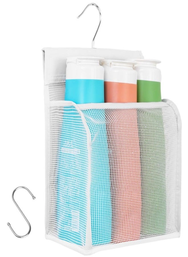 ALYER Hanging Mesh Shower Caddy Organizer Bathroom Storage Bag with Hooks for College Dorm, Gym, Swimming,RV and Travel,White - Image 1