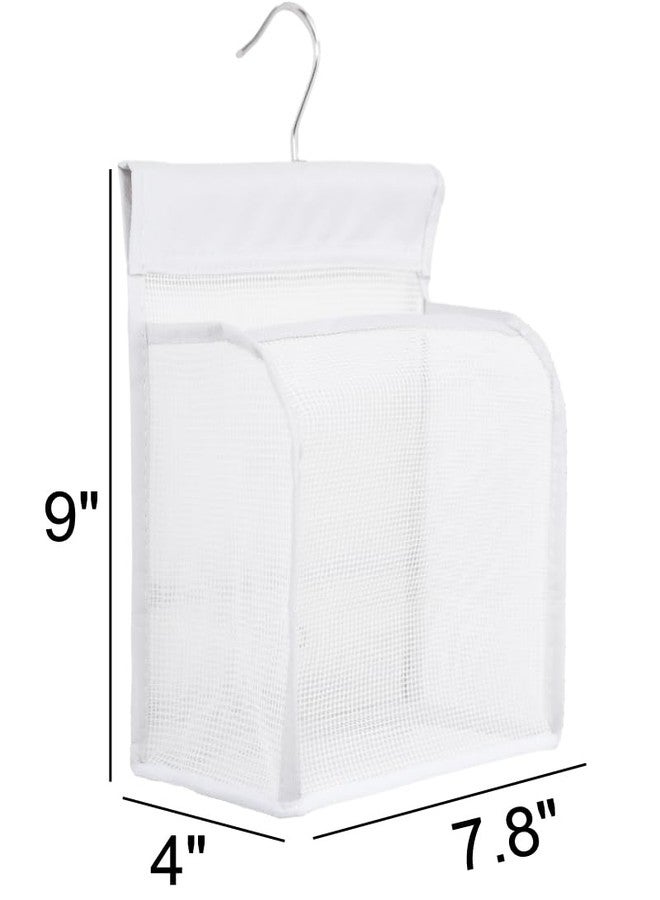 ALYER Hanging Mesh Shower Caddy Organizer Bathroom Storage Bag with Hooks for College Dorm, Gym, Swimming,RV and Travel,White - Image 2