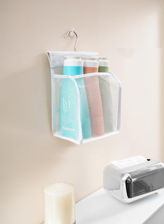 ALYER Hanging Mesh Shower Caddy Organizer Bathroom Storage Bag with Hooks for College Dorm, Gym, Swimming,RV and Travel,White - Image 5