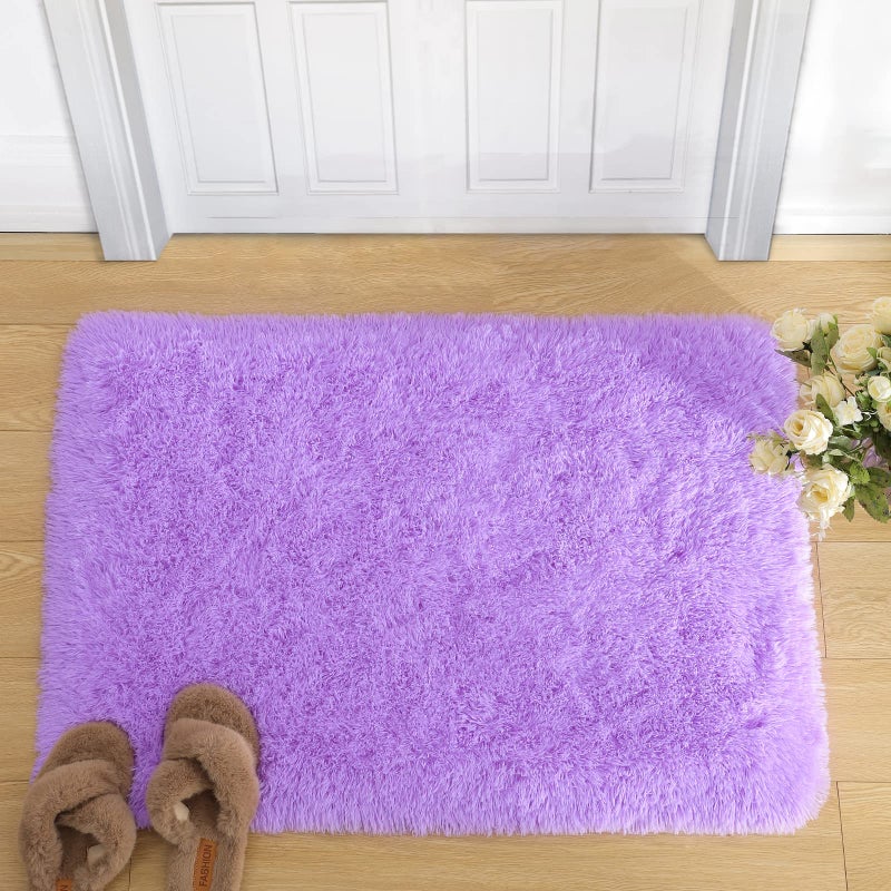 Merelax Modern Soft Fluffy Small Shaggy Rug for Bedroom Livingroom Dorm Kids Room Indoor Home Decorative NonSlip Plush Furry Fur Area Rugs Comfy Nursery Accent Floor Carpet 2X3 Feet Purple