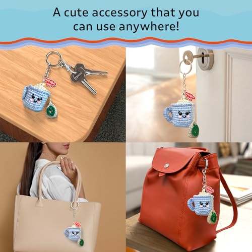 Gouda Games Crochet The Tea Keychain – Handmade Crochet Toy & Pocket-Sized Collectible Accessory, Gift for Kids, Teens & Adults, Emotional Support Mini (2" x 2") - Image 4