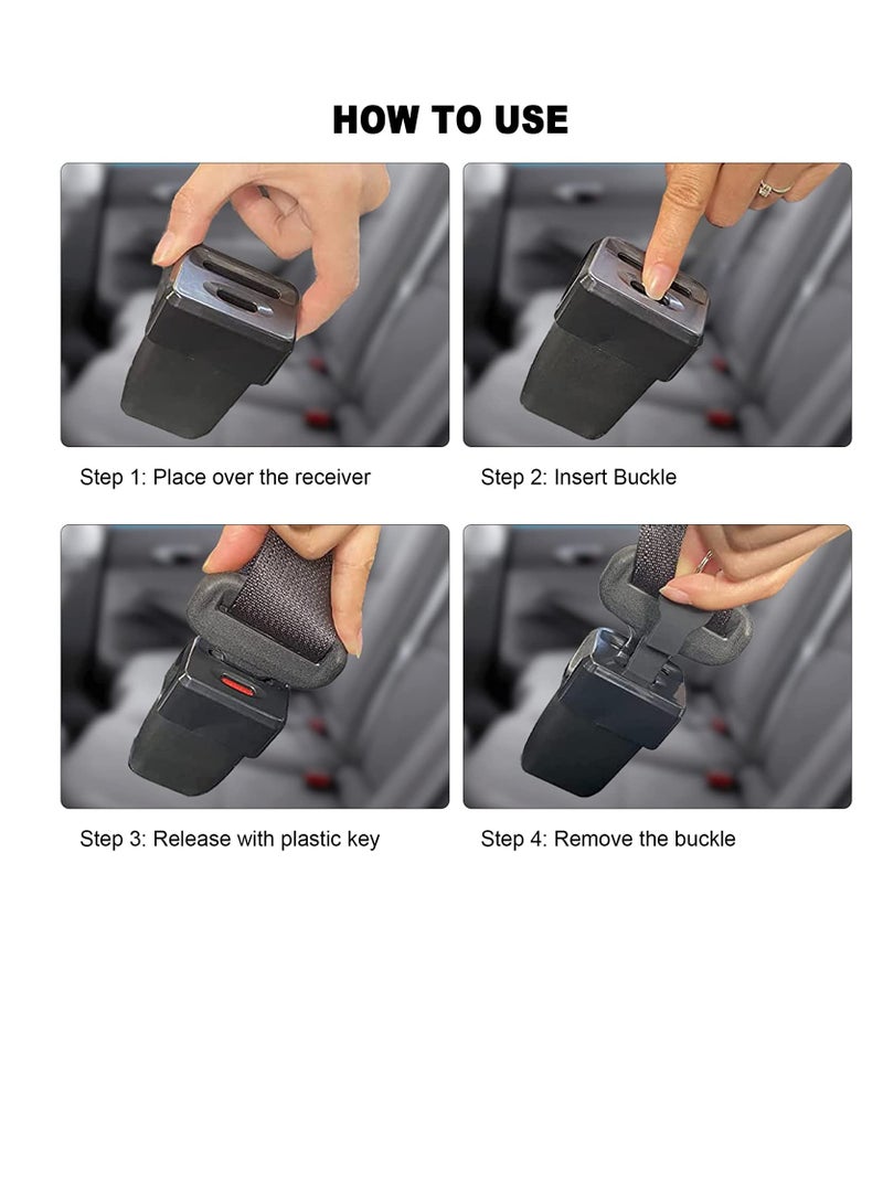 KASTWAVE Seat Belt Lock Cover, Seat Buckle Guard Belt Cover Locks for Kids, Prevent Kids or Special Groups from Unbuckle Seat Belts, Universal Fit, Black, 2 Pcs  - Image 2