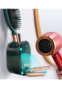 KASTWAVE حامل مجفف شعر مثبت على الحائط، حامل مجفف شعر بلاستيكي لأدوات العناية بالشعر، منظم مجفف الشعر، حامل مجفف الشعر بدون استخدام اليدين، مناسب لمنظم تخزين الحمام (أخضر)  - Image 3