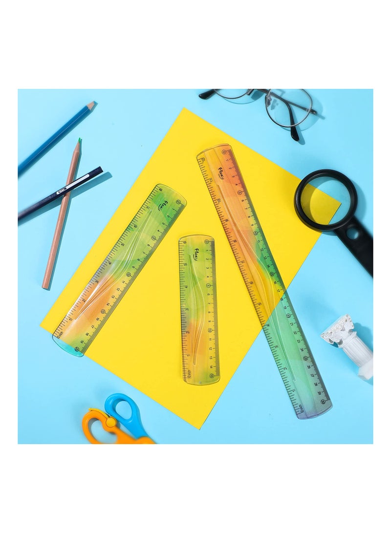 KASTWAVE Rulers Set, 12/ 8/ 6 Inch Rulers Set, 6 Pieces Soft Bendable Ruler for Kids Students, Flexible Plastic Ruler with Inches and Centimeters Ruler, Colorful Rainbow Color for Schools, Homes, Offices  - Image 3